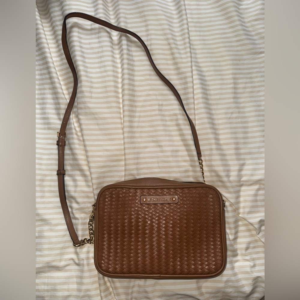 Michael Kors EAST WEST WOVEN LEATHER CROSSBODY